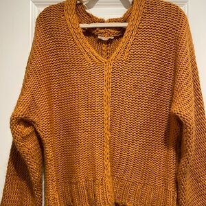 Elegant V-Neck Women's Sweater - Warm Amber